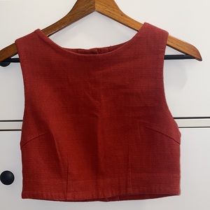 Forever 21 Orange Button Down in the Back Crop Top